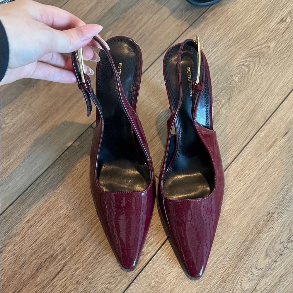 PrettyLittleThing Deep Red Patent Heels